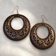 Load image into Gallery viewer, Unique wood and metal bamboo hoops