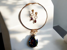 Load image into Gallery viewer, Extra large Aurora borialis necklace and clip on earrings set