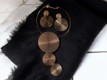 Load image into Gallery viewer, Light Gold disc clip on earrings and necklace set