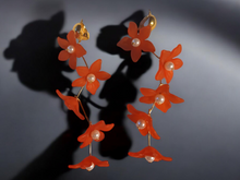 Load image into Gallery viewer, Abstract acrylic flower clip on earrings