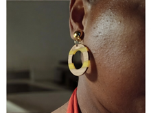 Load image into Gallery viewer, Handmade lucite and Natural Wood Clip On Earrings