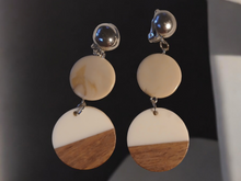 Load image into Gallery viewer, Handmade lucite and Natural Wood Clip On Earrings