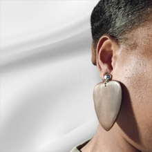 Load image into Gallery viewer, Hand carved wooden heart clip on earrings