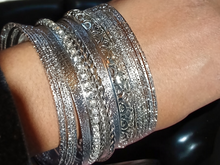 Load image into Gallery viewer, Set of 20 Chunky silver Bangles for large hands/wrist
