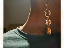 Load image into Gallery viewer, Gold acrylic chain clip on earrings