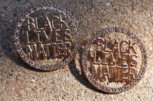Load image into Gallery viewer, Rhinestone Black Lives Matter Earrings GOLD Kargo Fresh