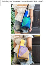 Load image into Gallery viewer, Geometric design wrist tote bag New gold and purple