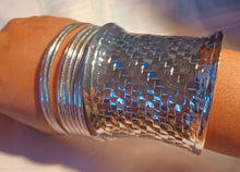 Load image into Gallery viewer, Set of 10 Chunky silver boho Bangles Kargo Fresh