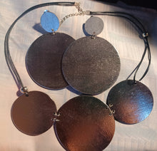 Load image into Gallery viewer, Silver Circles Avant Garde necklace set with clip on earrings Kargo Fresh
