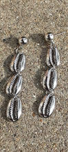Load image into Gallery viewer, Silver Metal Cowrie Shell Earrings Kargo Fresh