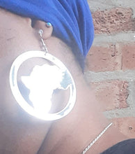 Load image into Gallery viewer, Silver Mirrored Acrylic Africa Earrings Kargo Fresh