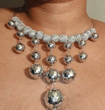 Load image into Gallery viewer, Silver metal ball and chain necklace set with clip on earrings Kargo Fresh