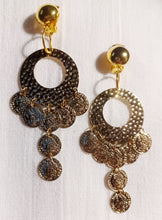 Load image into Gallery viewer, Small gold coin clip on boho hoops Kargo Fresh