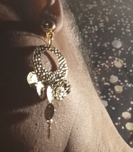 Load image into Gallery viewer, Small gold coin clip on boho hoops Kargo Fresh