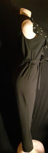 Load image into Gallery viewer, Stretch Black Crepe with Pearl Detail Jumpsuit Size 10 Kargo Fresh