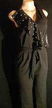 Load image into Gallery viewer, Stretch Black Crepe with Pearl Detail Jumpsuit Size 10 Kargo Fresh
