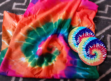 Load image into Gallery viewer, Tie Dye Face and Neck Mask (Adults) and wooden Earrings set Kargo Fresh