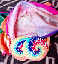 Load image into Gallery viewer, Tie Dye Face and Neck Mask (Adults) and wooden Earrings set Kargo Fresh
