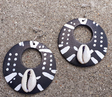 Load image into Gallery viewer, Tribal Abstract handpainted Wooden Hoop Earrings Kargo Fresh