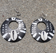 Load image into Gallery viewer, Tribal Abstract handpainted Wooden Hoop Earrings Kargo Fresh