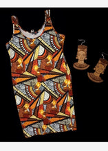 Load image into Gallery viewer, Unique African queen midi dress and earrings 2xl Kargo Fresh