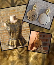 Load image into Gallery viewer, Vegan Leather Handpainted Peplum Top Size 4 Small Kargo Fresh