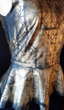 Load image into Gallery viewer, Vegan Leather Handpainted Peplum Top Size 4 Small Kargo Fresh