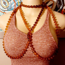 Load image into Gallery viewer, Vintage 80 inch Acrylic Amber Bead Lariat Necklace Kargo Fresh