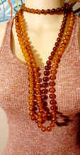 Load image into Gallery viewer, Vintage 80 inch Acrylic Amber Bead Lariat Necklace Kargo Fresh