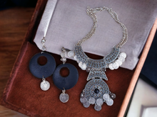 Load image into Gallery viewer, Vintage Bohemian Coin Necklace and Clip on earrings set Kargo Fresh
