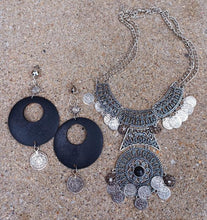 Load image into Gallery viewer, Vintage Bohemian Coin Necklace and Clip on earrings set Kargo Fresh