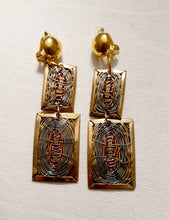 Load image into Gallery viewer, Vintage Brass Steel and Copper Wire Design Clip on Earrings Kargo Fresh