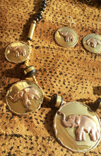 Load image into Gallery viewer, Vintage Carved Brass Lucky African Elephant Necklace Set Kargo Fresh