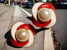 Load image into Gallery viewer, Vintage Chunky enameled faux pearl clip on studs Kargo Fresh