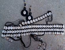 Load image into Gallery viewer, Vintage Cowrie shell wide belt choker and handmade earrings set Kargo Fresh