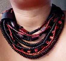 Load image into Gallery viewer, Vintage Gerda LYNGGAARD Copenhagen Monies Ebony and Horn Runway Necklace Rare Kargo Fresh