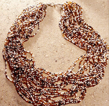 Load image into Gallery viewer, Vintage Glass Bead Multi Strand Layering Necklace and clip on eareings Kargo Fresh