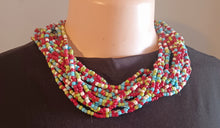 Load image into Gallery viewer, Vintage Glass Bead Multi Strand Layering Necklace and clip on earrings set Kargo Fresh