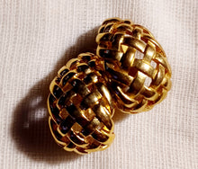 Load image into Gallery viewer, Vintage Gold basket weave shrimp clip on earrings Kargo Fresh