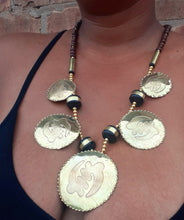 Load image into Gallery viewer, Vintage Gye Nyame Carved Brass Necklace Set Kargo Fresh