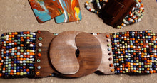 Load image into Gallery viewer, Vintage Hand beaded Walnut Wood Elastic Belt Set Kargo Fresh