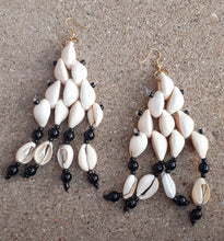 Load image into Gallery viewer, Vintage Handmade Cowrie Shell Bikini Top and Earrings Set Kargo Fresh