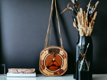Load image into Gallery viewer, Vintage Handpainted Leather and Straw Purse Mali Kargo Fresh