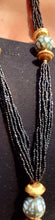 Load image into Gallery viewer, Vintage Lariat Glass Bead and Brass Multi Strand Necklace Set (India) Kargo Fresh