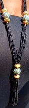 Load image into Gallery viewer, Vintage Lariat Glass Bead and Brass Multi Strand Necklace Set (India) Kargo Fresh