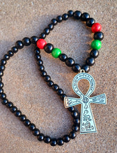 Load image into Gallery viewer, Vintage Mens Chunky Brass and Marble Ankh Necklace Kargo Fresh