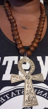Load image into Gallery viewer, Vintage Mens Chunky Brass and Wood Ankh Necklace Kargo Fresh