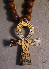 Load image into Gallery viewer, Vintage Mens Chunky Brass and Wood Ankh Necklace Kargo Fresh