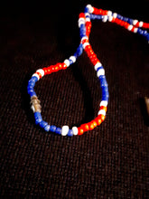 Load image into Gallery viewer, Vintage Mens XL Silver Metal and Glass bead Handmade Ankh Necklace Kargo Fresh