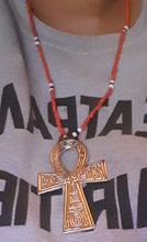 Load image into Gallery viewer, Vintage Mens XL Silver Metal and Glass bead Handmade Ankh Necklace Kargo Fresh
